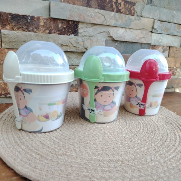 Vaso para yogurt y cereales con cuchara
